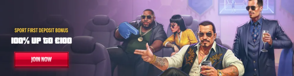 Bannière de bonus de dépôt sportif sur le thème de la mafia du casino Mafia